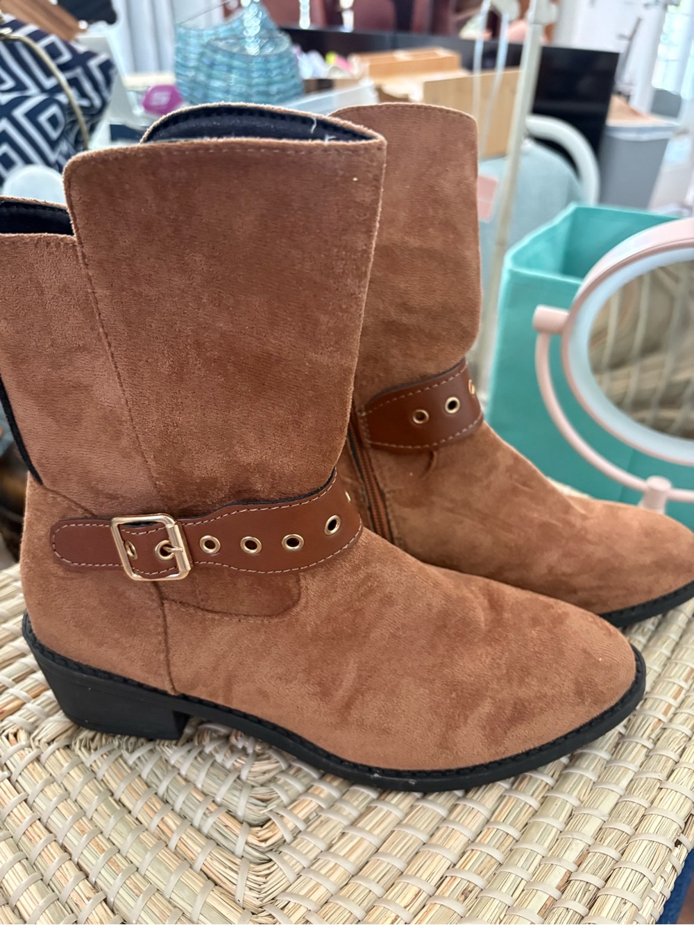 Women’s Light Brown / Tan Suede Ankle Boot with Buckle Strap
